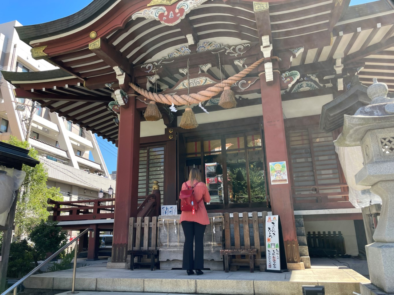 柏神社参拝中